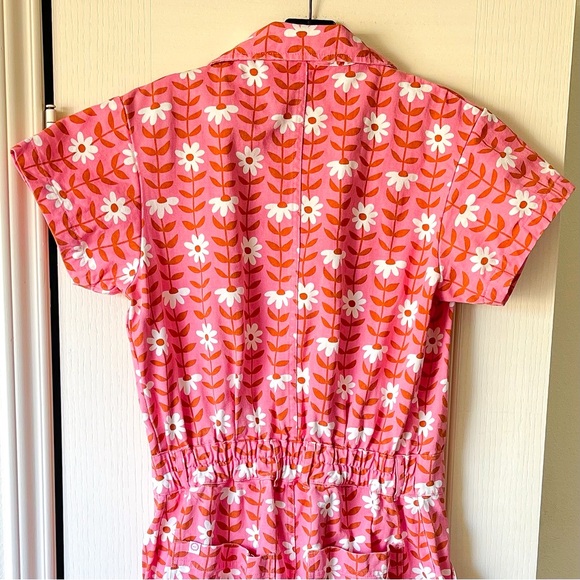 Big Bud Press Daisy Chain Jumpsuit Pink Floral Cotton Twill Medium GUC - Picture 10 of 12